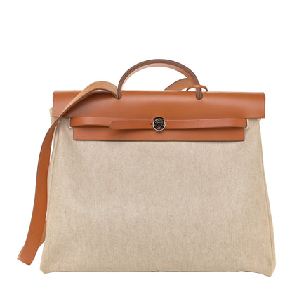 Hermes Toile Vache Calfskin Herbag 36 MM Natural 1 of 17