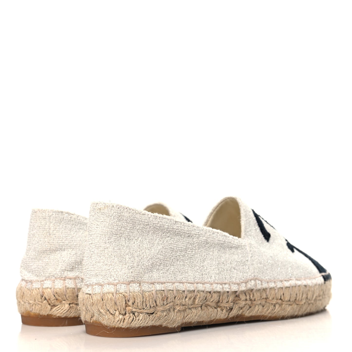 Terry Cloth CC Espadrilles 40 Silver Black