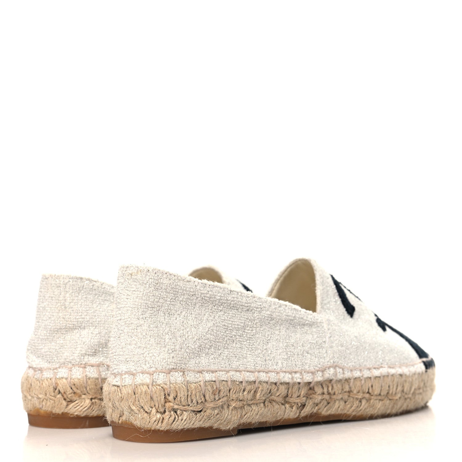 Chanel Terry Cloth CC Espadrilles 40 Silver Black 5 of 11