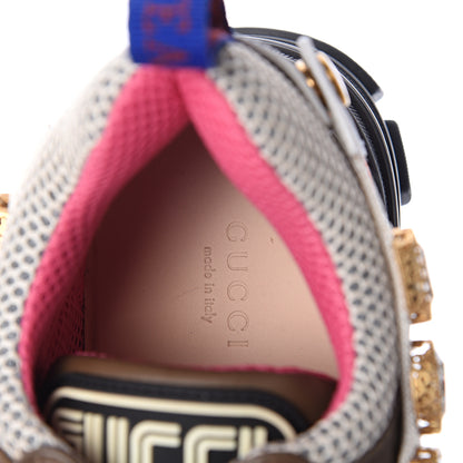 Gucci X SEGA Mesh Canvas Calfskin Removable Crystals Womens Flashtrek Sneakers 37.5 White Box Pink Ardesia Loess 5 of 7
