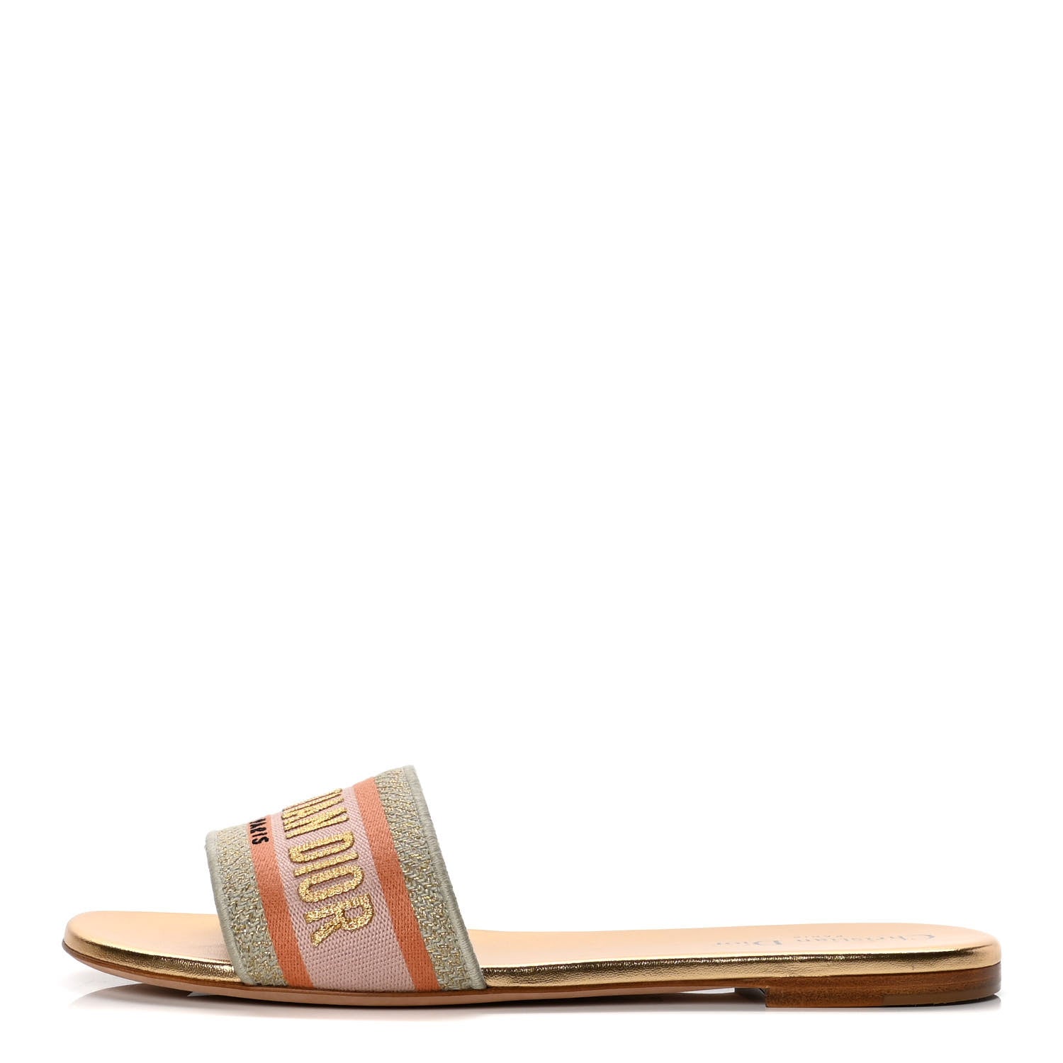 Christian Dior Cotton Embroidered Dway Mules Slide Sandals 41 Platinum 1 of 10