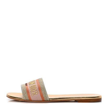 Christian Dior Cotton Embroidered Dway Mules Slide Sandals 41 Platinum 1 of 10