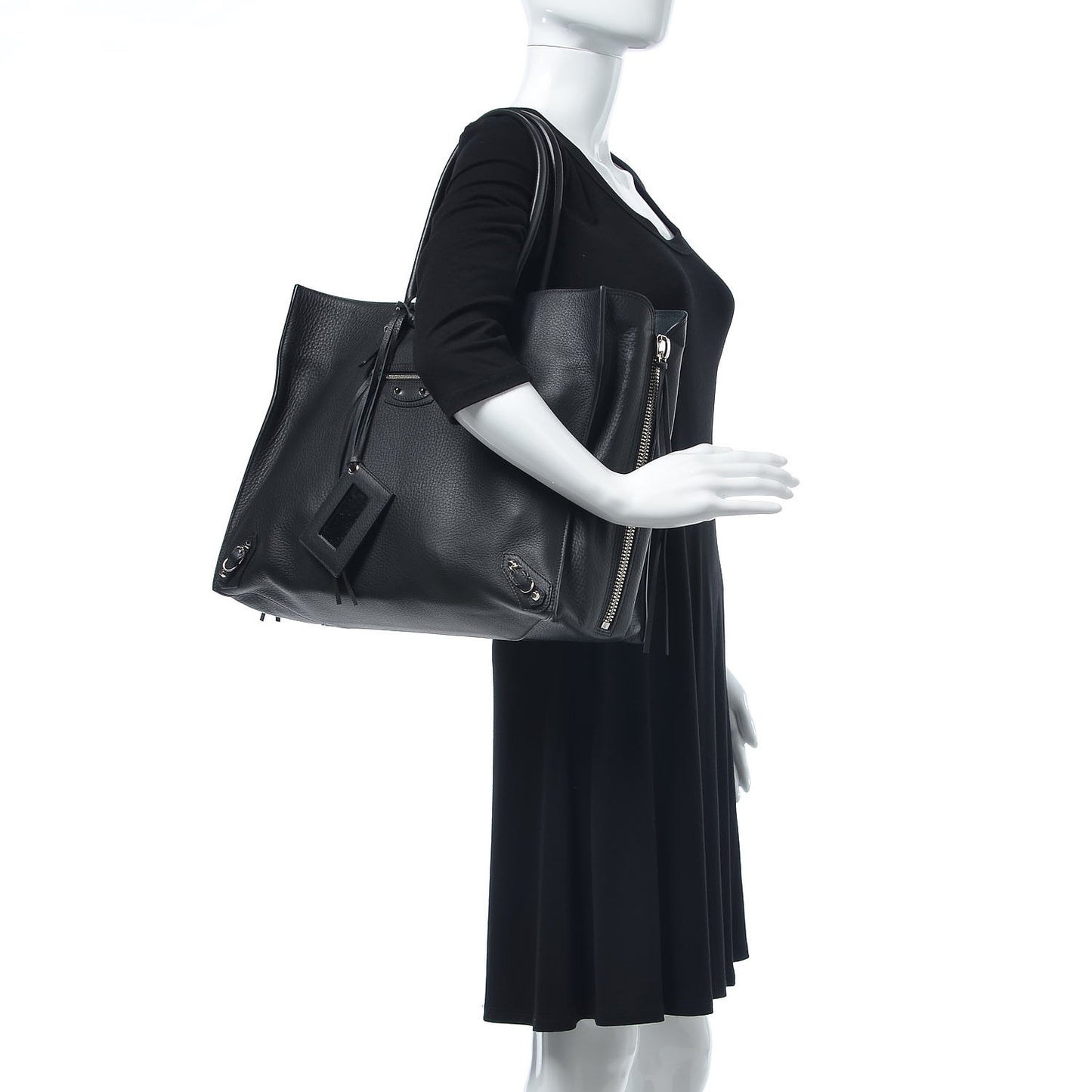 Supple Calfskin Papier A4 Zip Around Tote Black