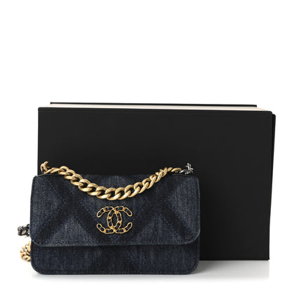 Chanel Denim Quilted Chanel 19 Flap Phone Holder With Chain Blue 11 of 11