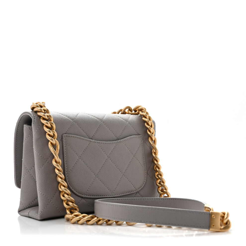 Chanel Caviar Quilted Mini Bracelet On Chain Flap Grey 1999370 ...