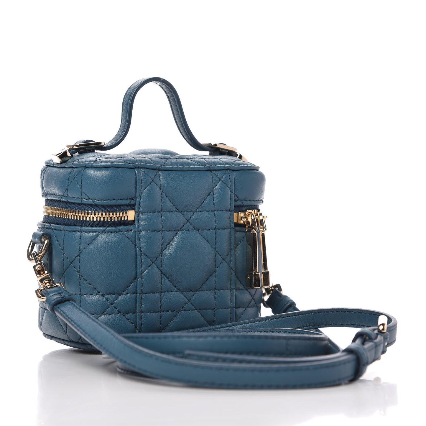 Lambskin Cannage Micro Lady Dior Vanity Case Blue
