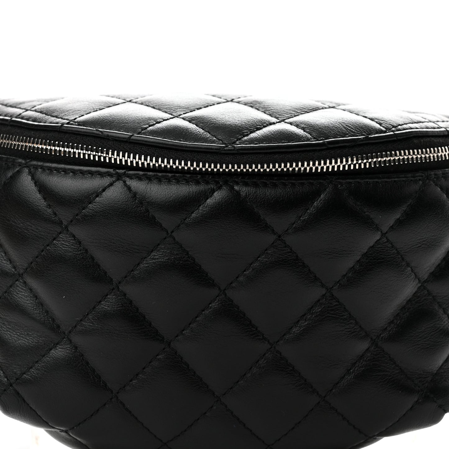 Calfskin Quilted Waist Belt Bag Black