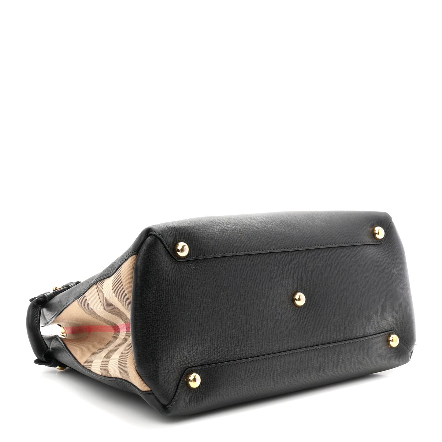 Grainy Calfskin House Check Medium Banner Tote Black