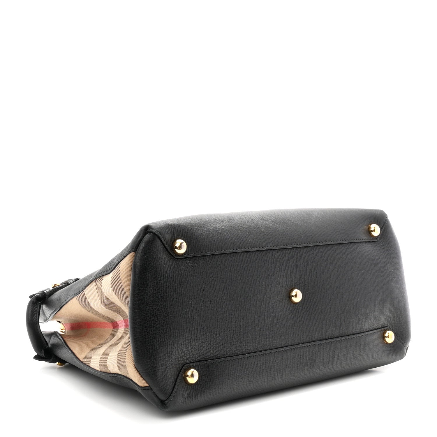 Burberry Grainy Calfskin House Check Medium Banner Tote Black 4 of 12