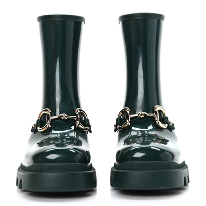 Gucci Rubber Womens Horsebit Ankle Boots 39 Vintage Green 2 of 7