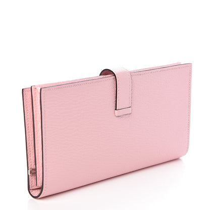 Hermes Chevre Mysore Bearn Gusset Wallet Rose Sakura 3 of 7