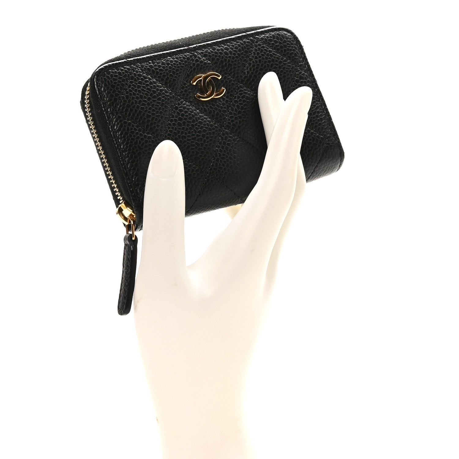 Chanel Caviar Quilted Zip Coin Purse Black 2 of 7