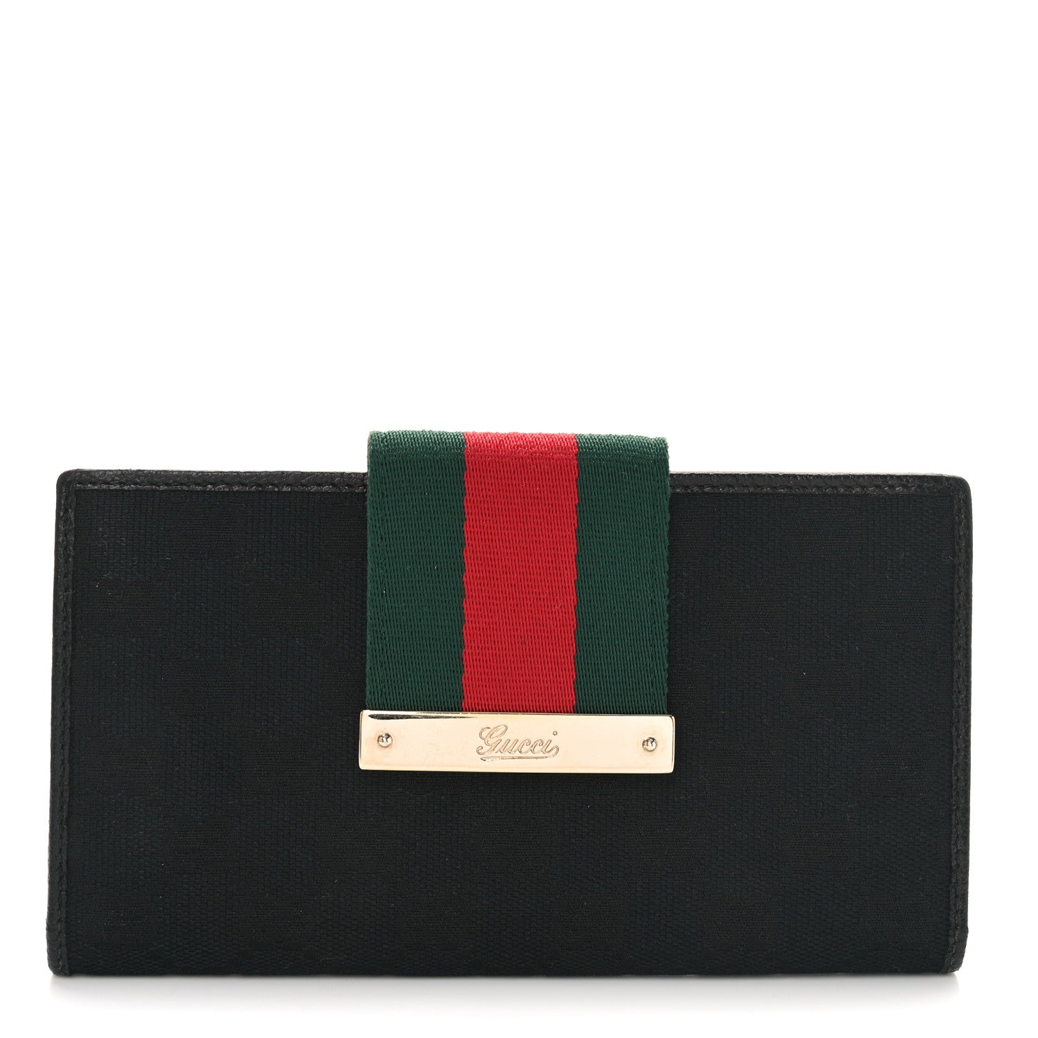 Gucci Monogram Ladies Web Continental Wallet Black 1 of 6