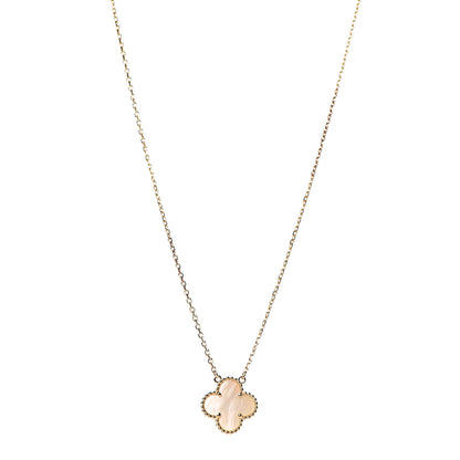 Van Cleef & Arpels 18K Yellow Gold Mother of Pearl Vintage Alhambra Pendant Necklace 1 of 6