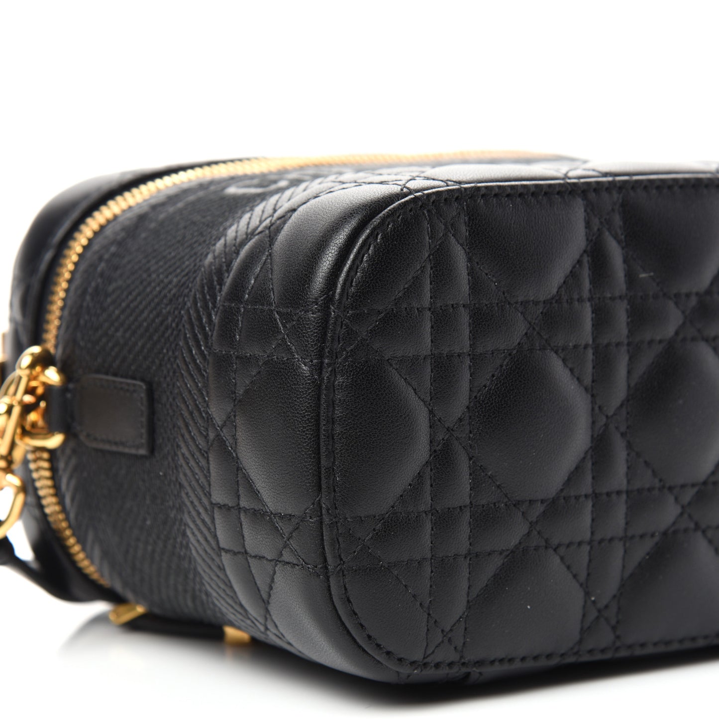 Lambskin Cannage Small Diortravel Vanity Case Black