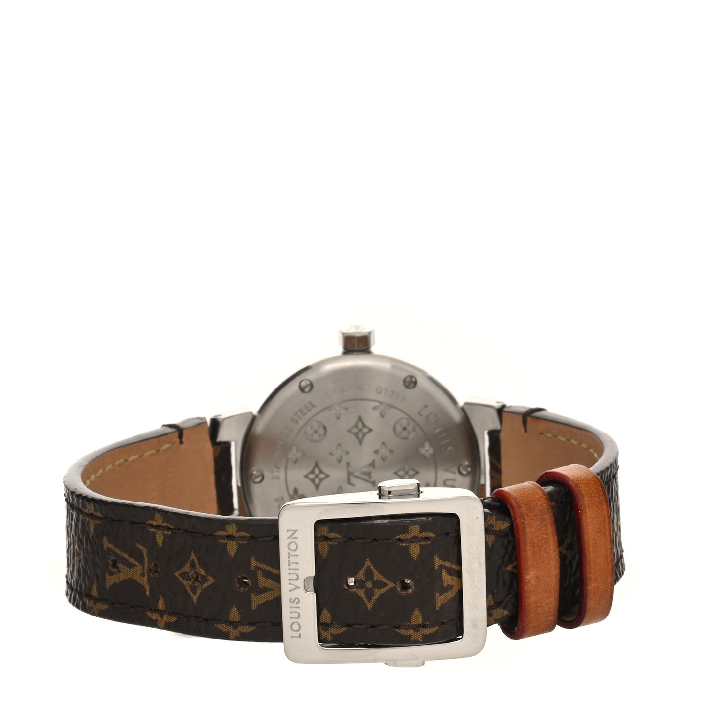 Stainless Steel Monogram 28mm Tambour Quartz Watch Brown
