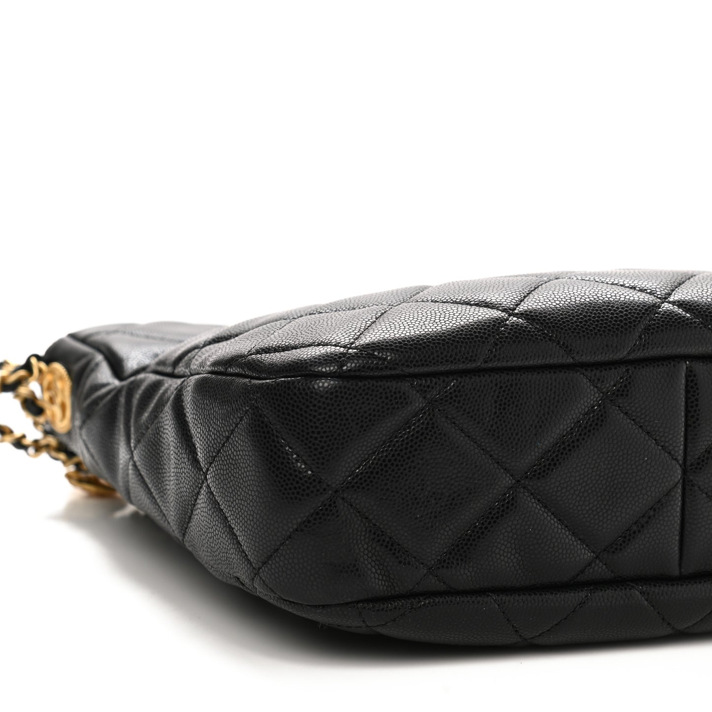 Caviar Quilted Twist Your Buttons Hobo Black