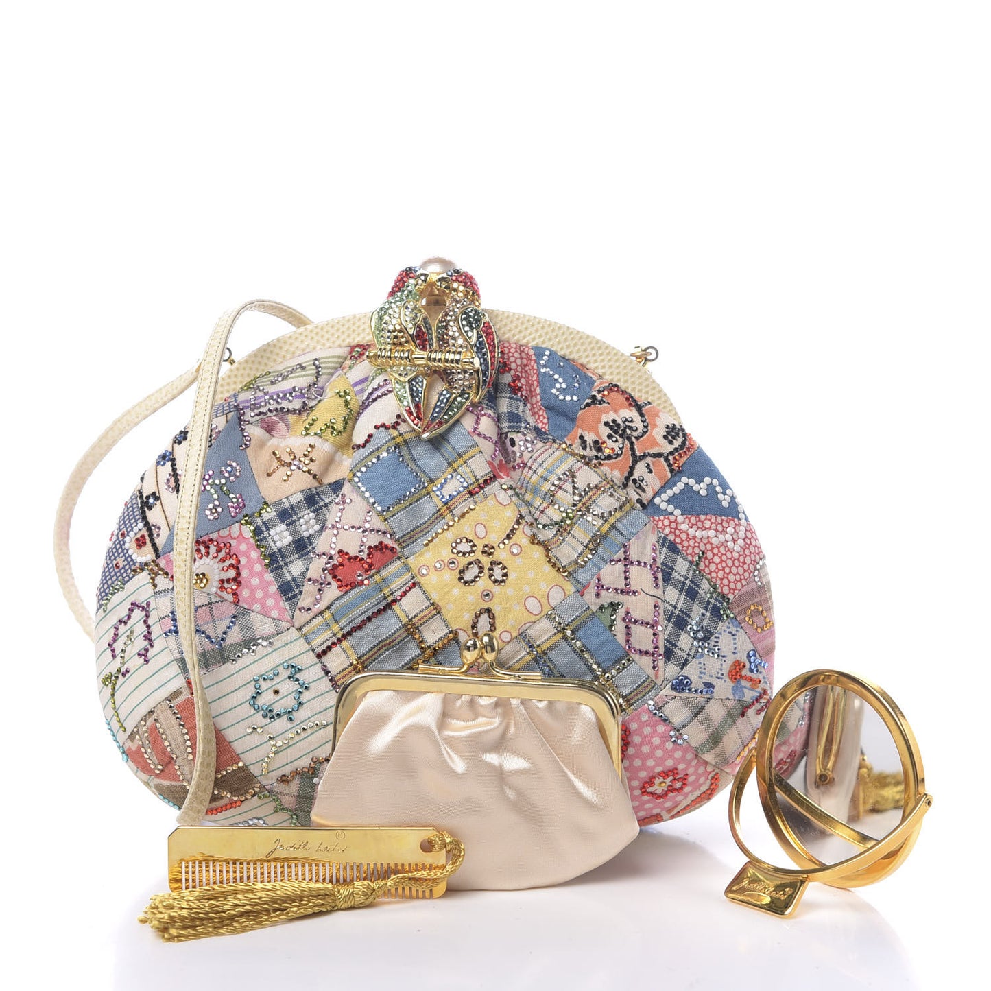 Crystal Fabric Quilted Clutch Multicolor