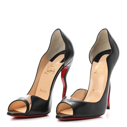 Christian Louboutin Kid PVC Deepik 120 Peep Toe Pumps 37.5 Black 3 of 9