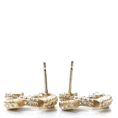 Chanel Crystal Timeless CC Earrings Light Gold 3 of 5