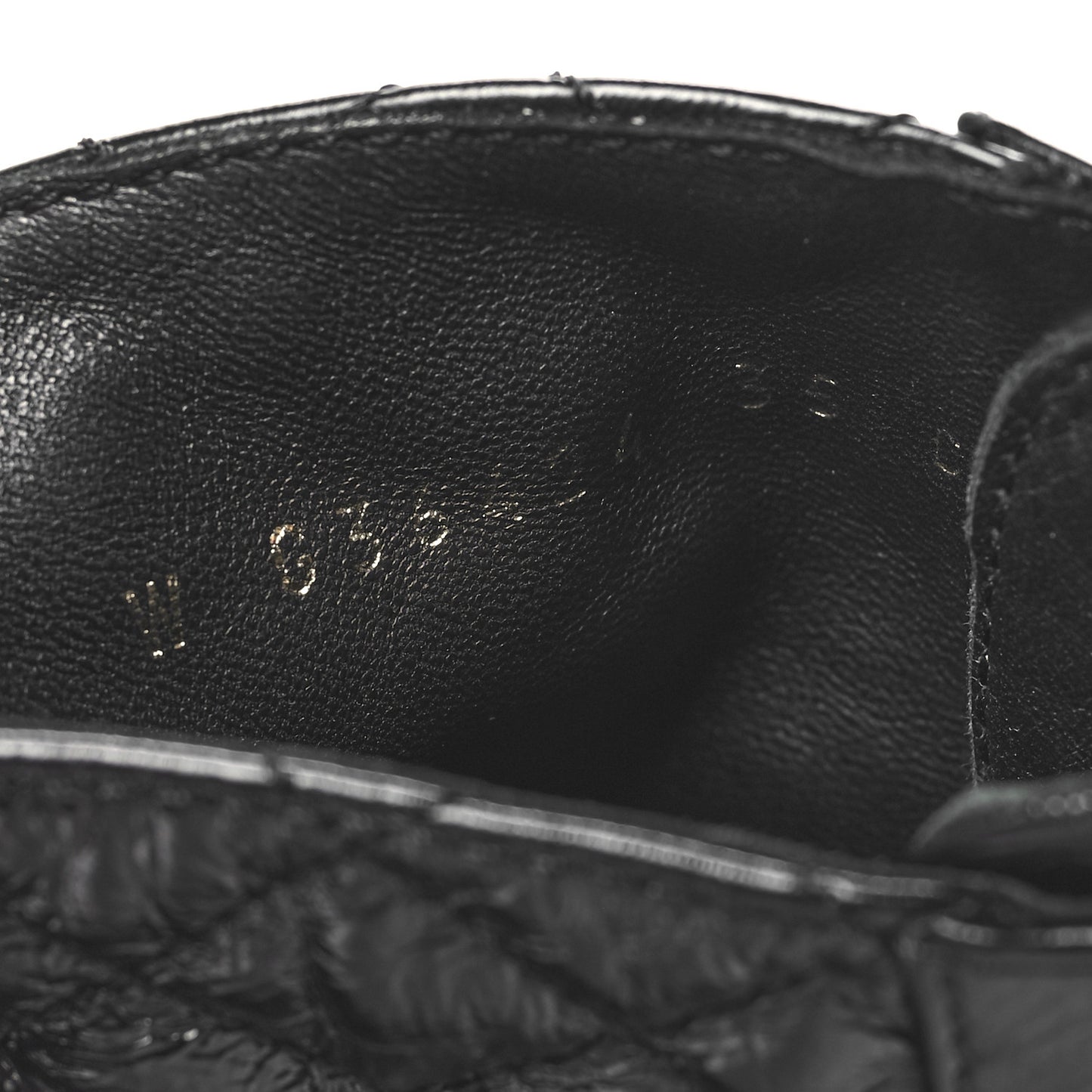 Shiny Calfskin Quilted Lace Up Combat Boots 35 Black