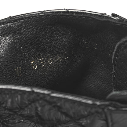 Chanel Shiny Calfskin Quilted Lace Up Combat Boots 35 Black 7 of 9