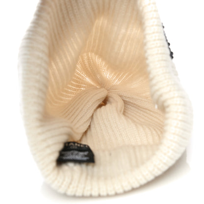 Chanel Cashmere Logo Beanie Hat White Black 4 of 7