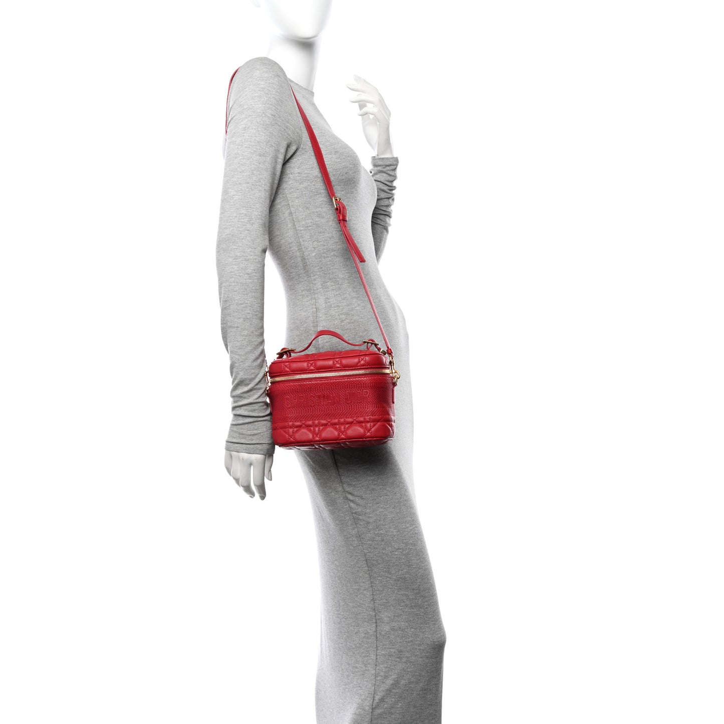 Lambskin Cannage Small Diortravel Vanity Case Red