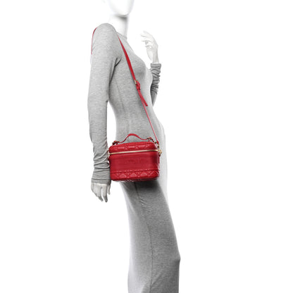 Christian Dior Lambskin Cannage Small Diortravel Vanity Case Red 2 of 11