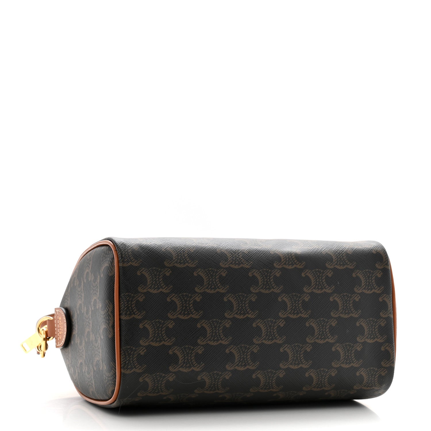 Celine Triomphe Canvas Calfskin Small Boston Bag Tan 4 of 11