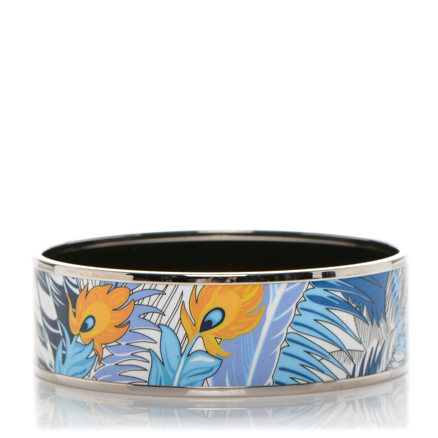 Hermes Enamel Printed Wide Mythiques Phoenix Bracelet 65 Pollen Azur 1 of 7