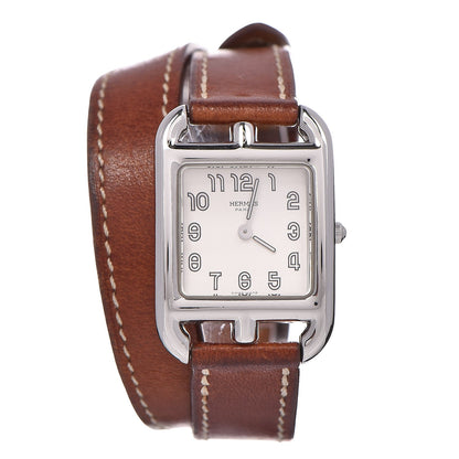 Hermes Stainless Steel Barenia 23mm Cape Cod Double Tour Quartz Watch Fauve 1 of 9