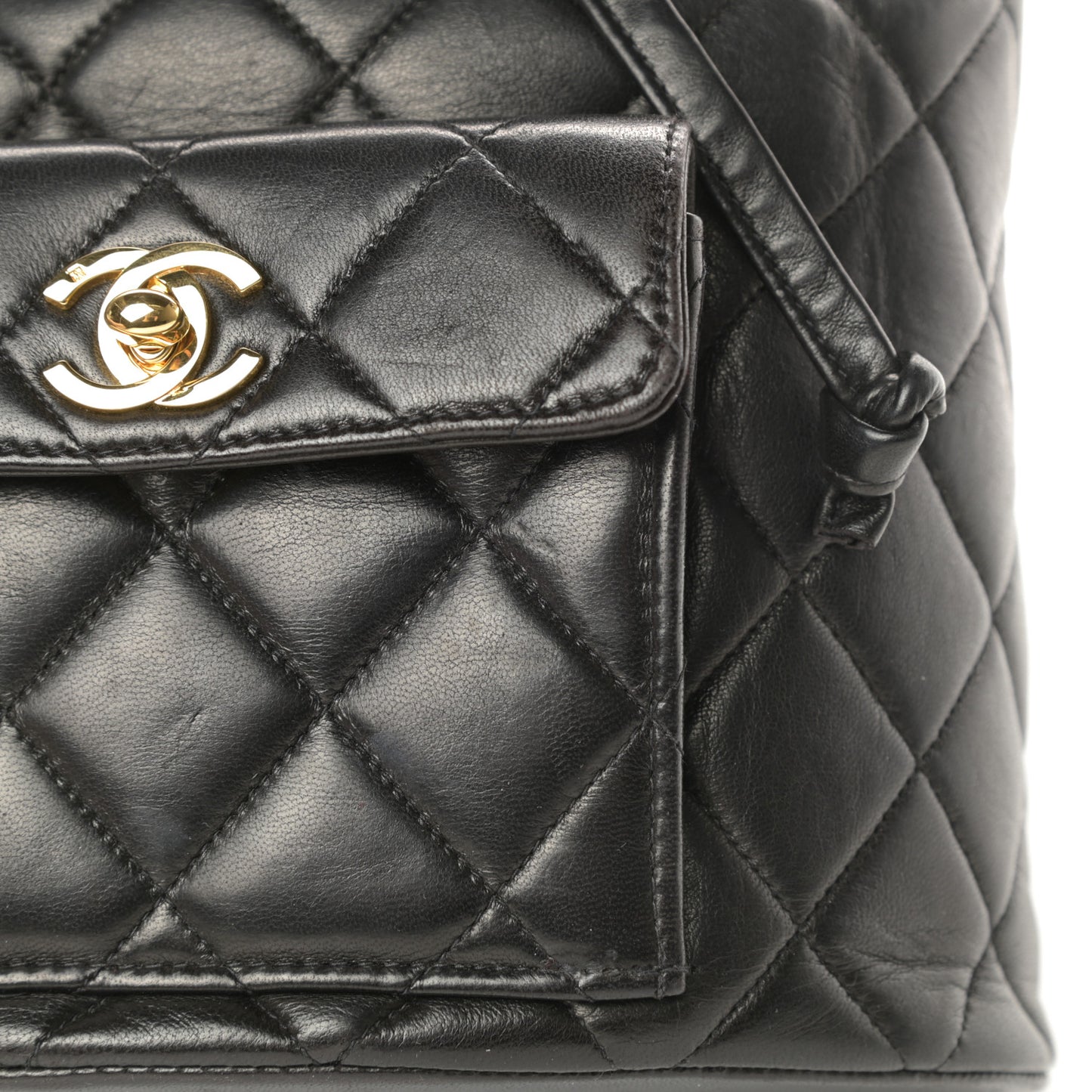 Lambskin Quilted Backpack Black