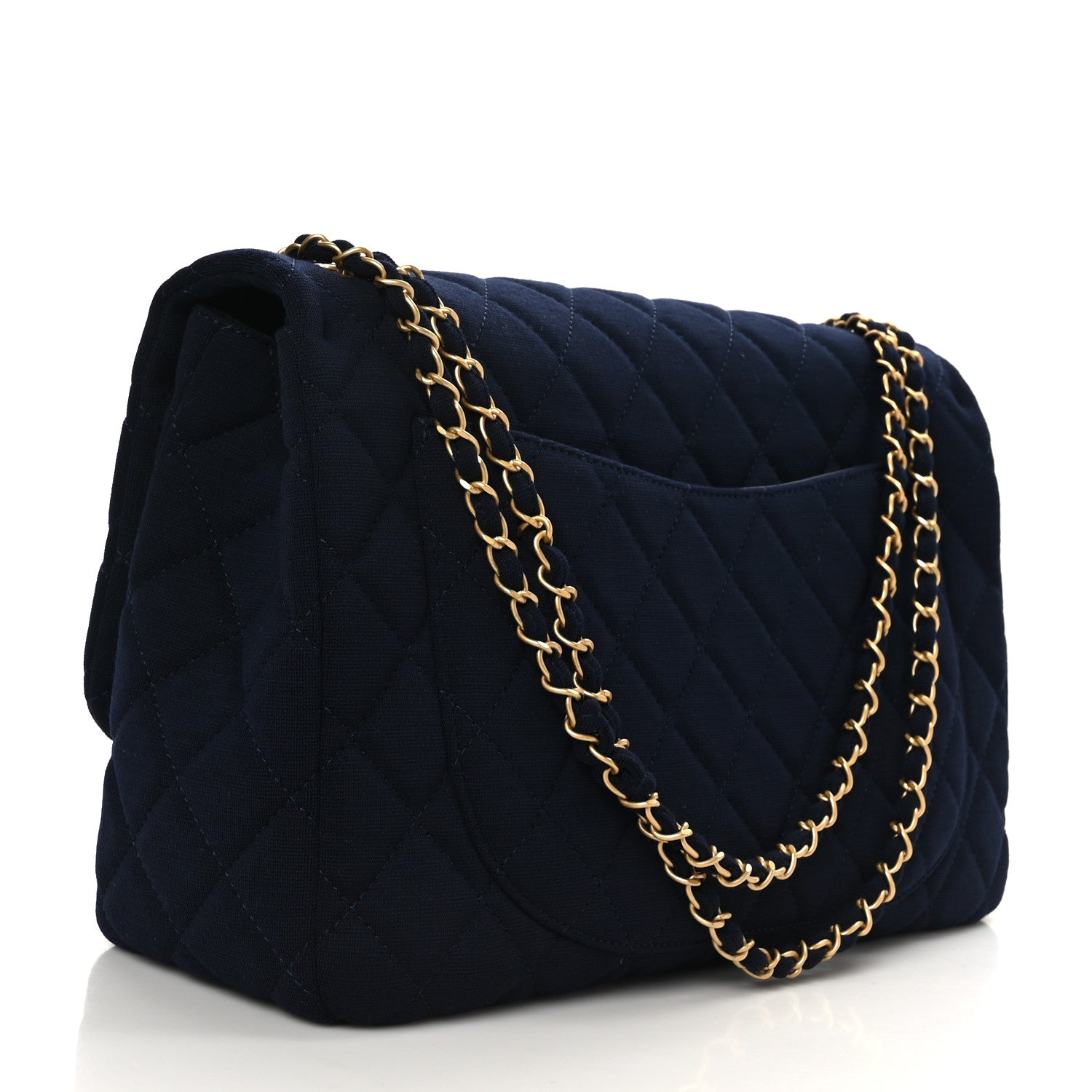 Chanel Jersey Quilted XL Jumbo Flap Navy 2 of 8