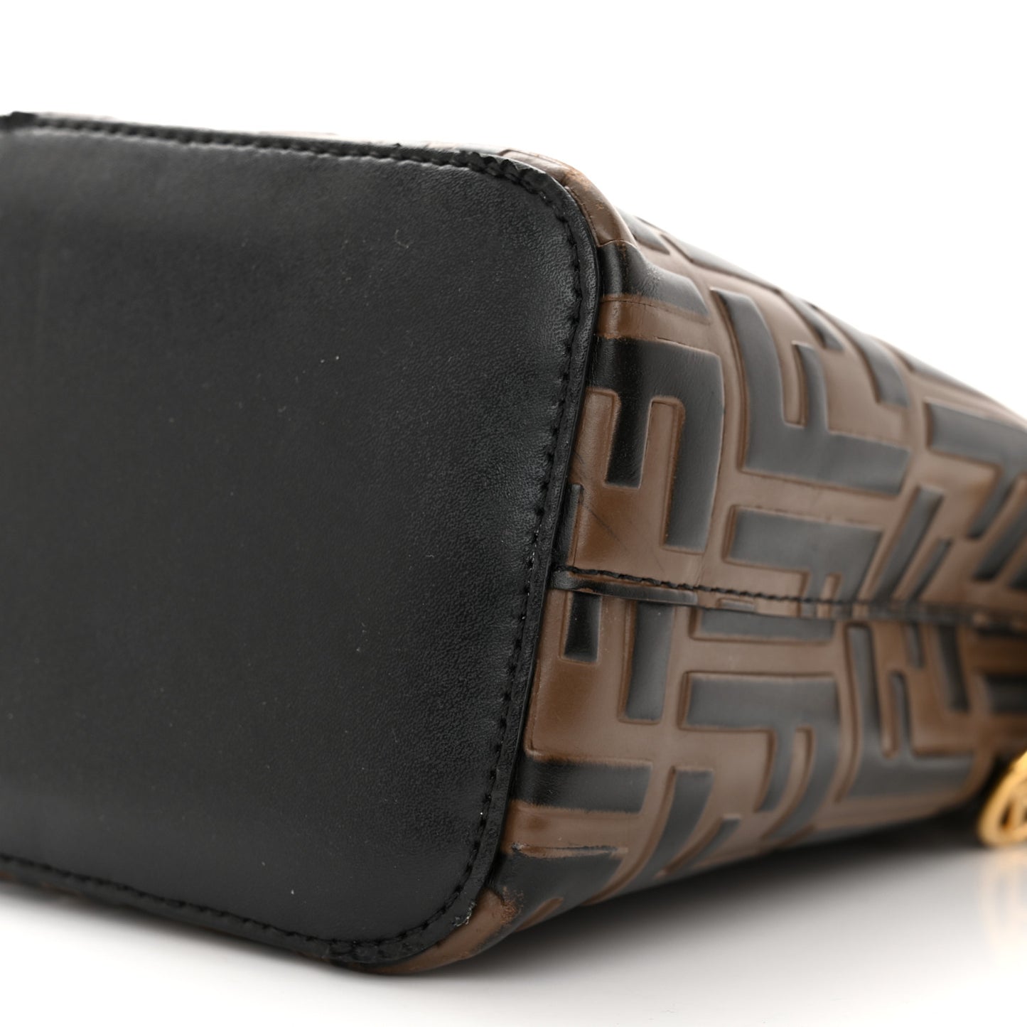 Vitello Liberty F is Fendi Bi-Color FF 1974 Embossed Mini Mon Tresor Bucket Bag Maya Black