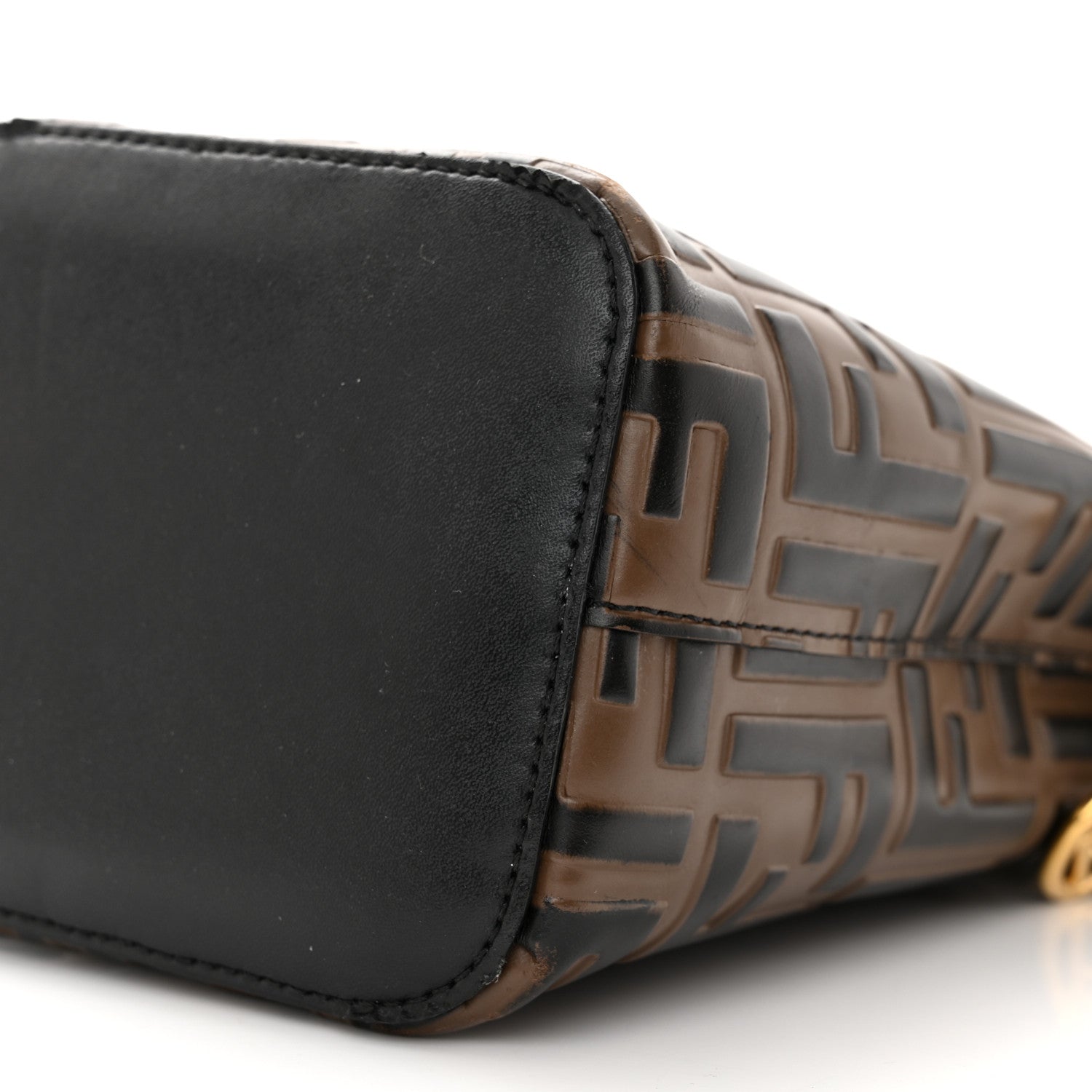 Fendi Vitello Liberty F is Fendi Bi-Color FF 1974 Embossed Mini Mon Tresor Bucket Bag Maya Black 10 of 11