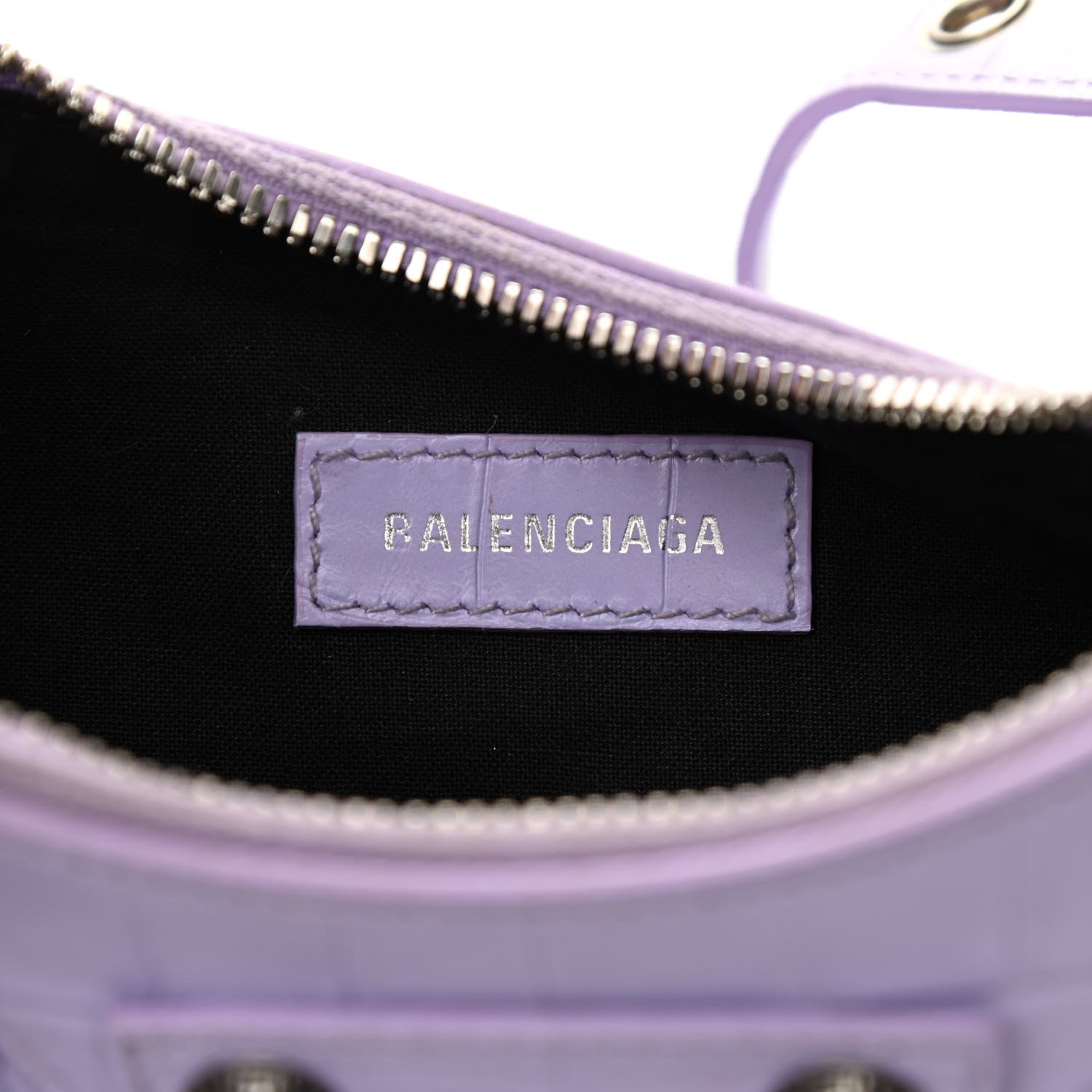 Balenciaga Extra Supple Calfskin Crocodile Embossed Le Cagole Shoulder Bag XS Lilac 7 of 11
