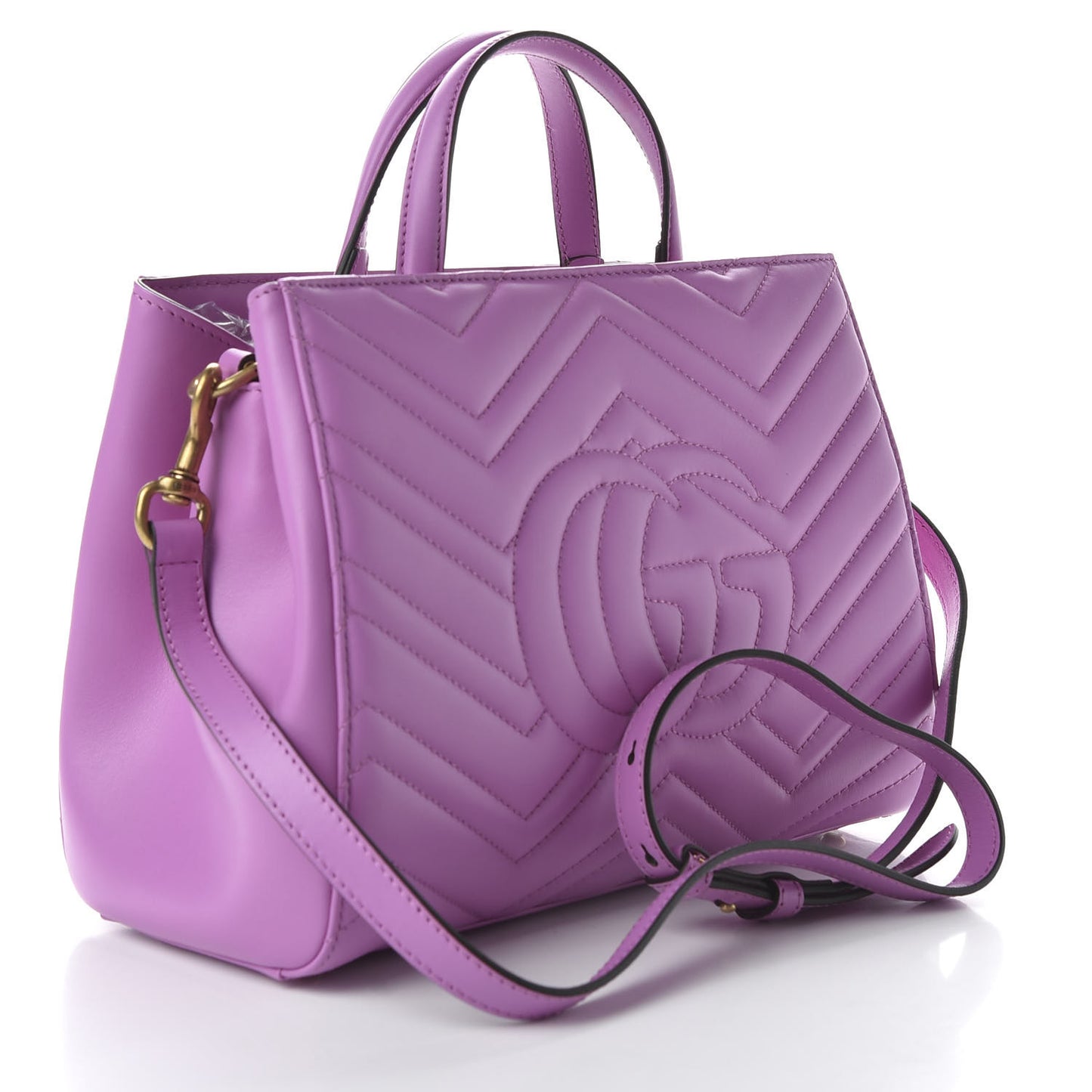 Calfskin Matelasse Small GG Marmont Tote Candy Mousse
