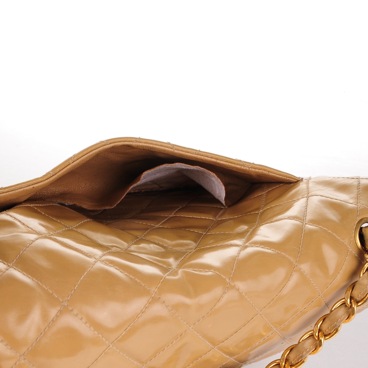 Chanel Vinyl Quilted Jumbo Single Flap Beige 14 of 18
