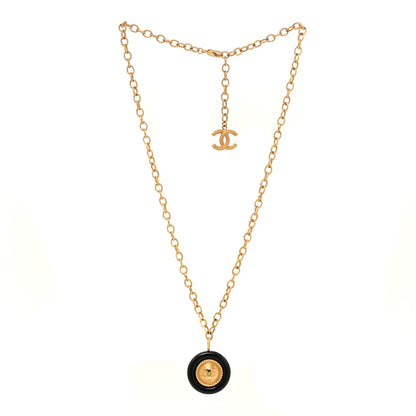 Chanel Resin Chain CC Pendant Necklace Gold Black 3 of 6