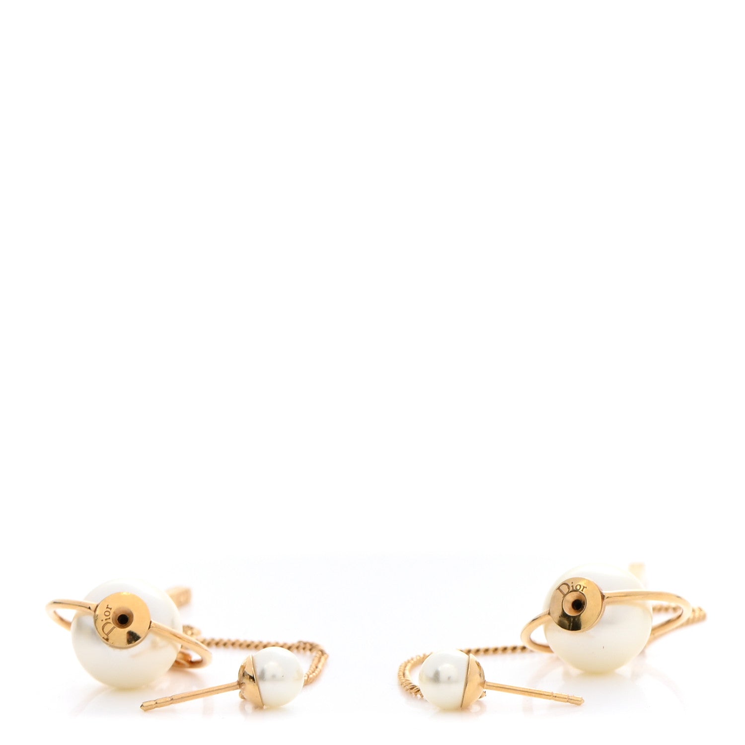 Christian Dior Pearl Tribales Dangle Chain Earrings Gold 3 of 5