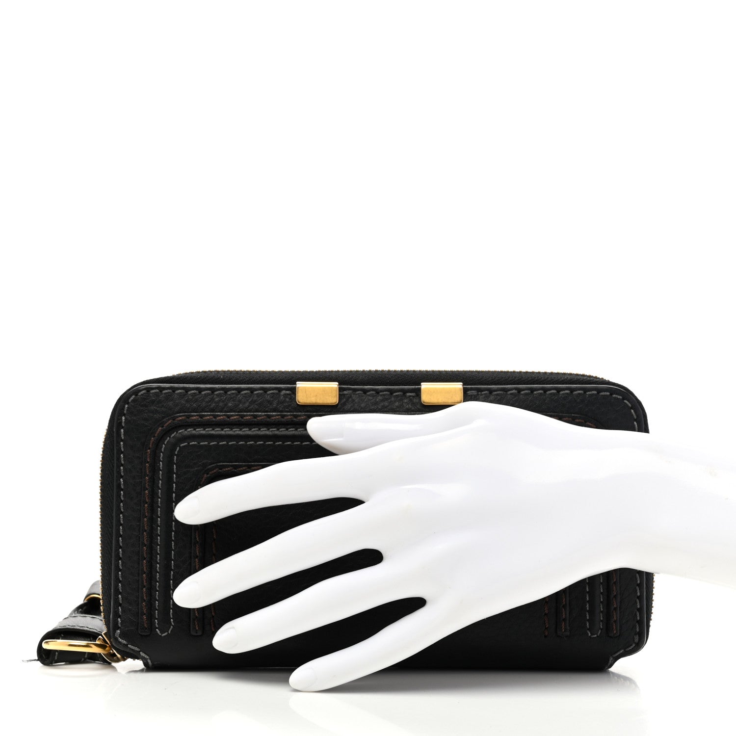 Chloe Grained Calfskin Marcie Long Zip Around Wallet Black 2 of 10