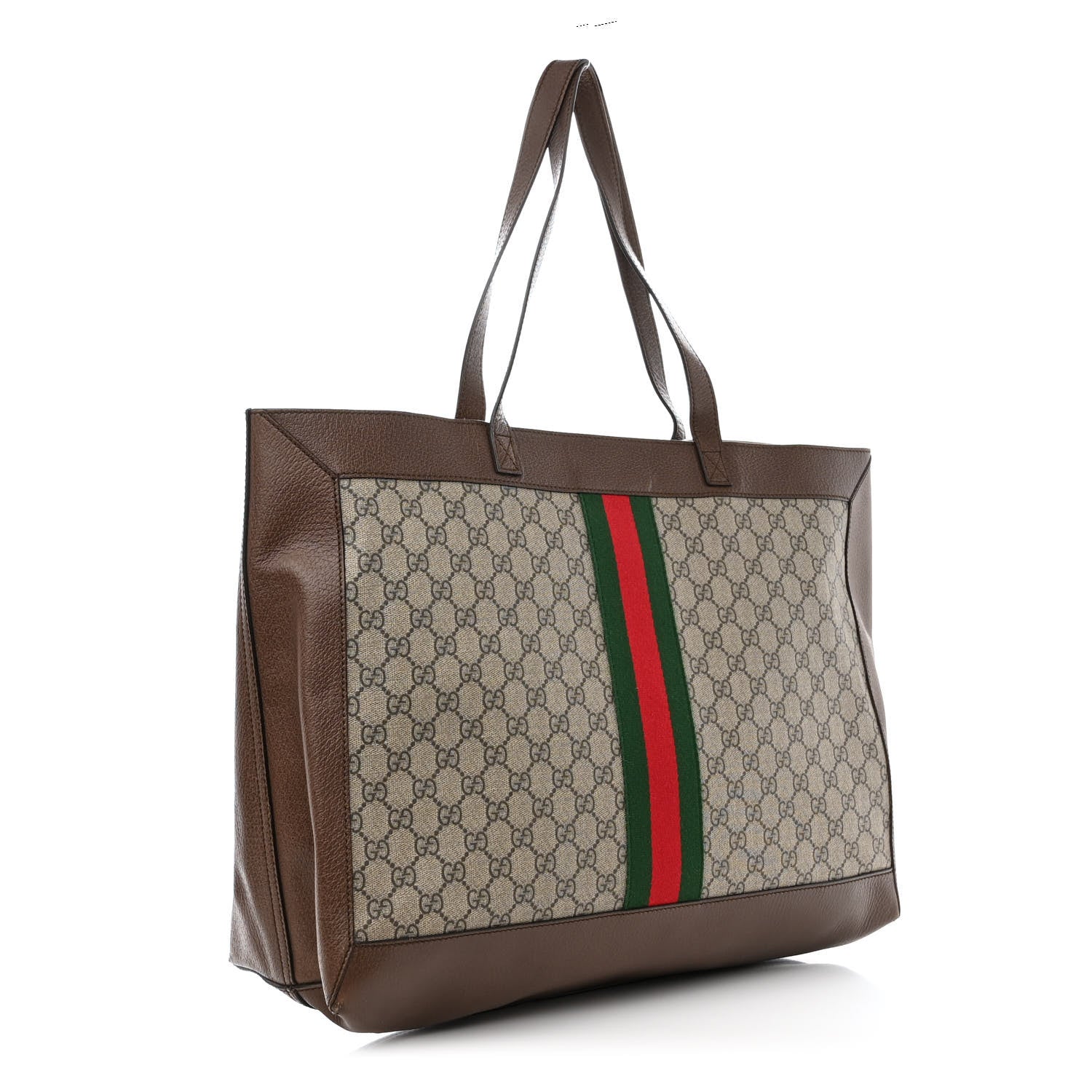 Gucci GG Supreme Monogram Web Ophidia Tote Brown 3 of 11