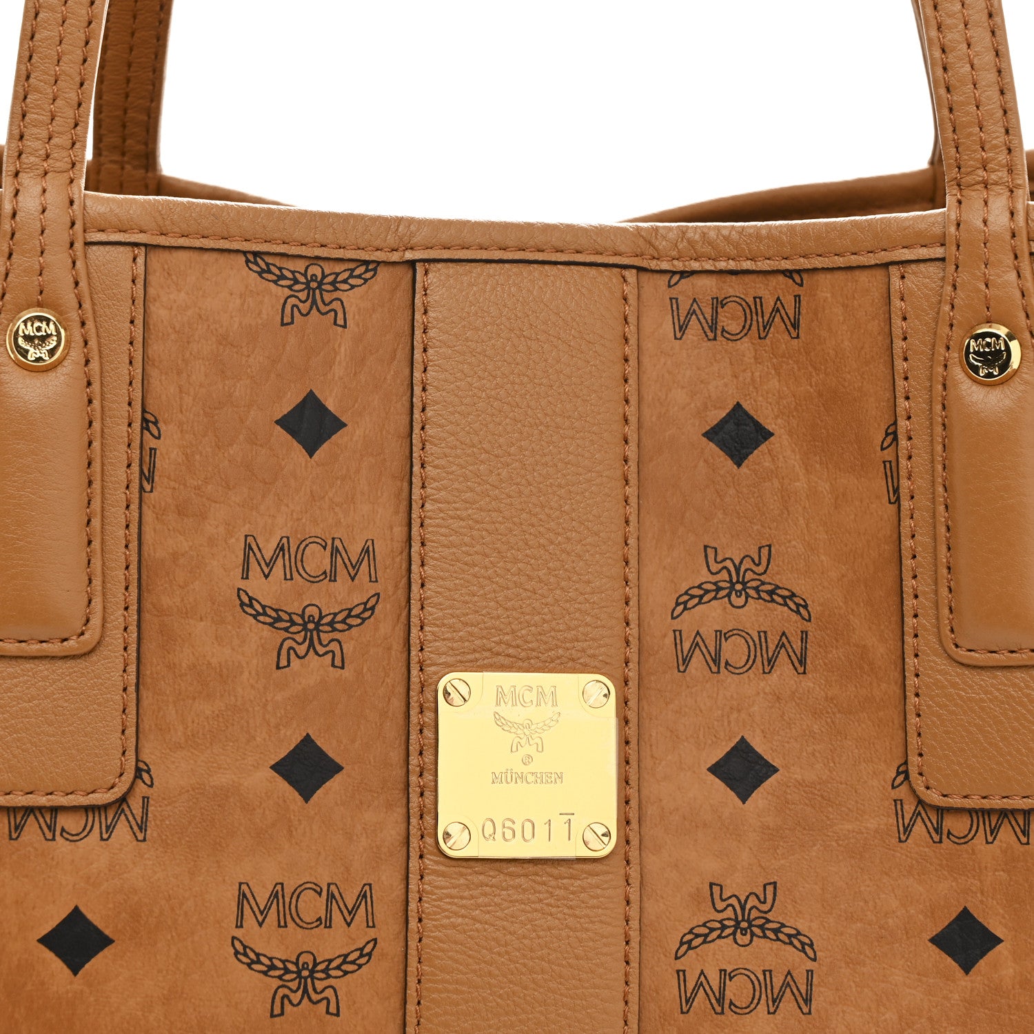 MCM Visetos Medium Liz Reversible Shopper Tote Cognac 11 of 16