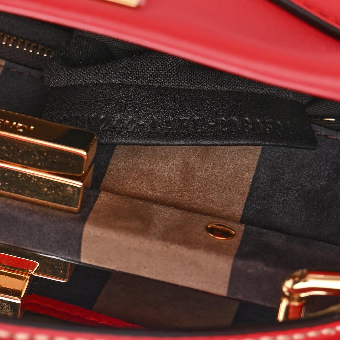 Vitello Seta Nabuk Pequin Mini Peekaboo Iconic Satchel Rosso Cardinale Tobacco Moro
