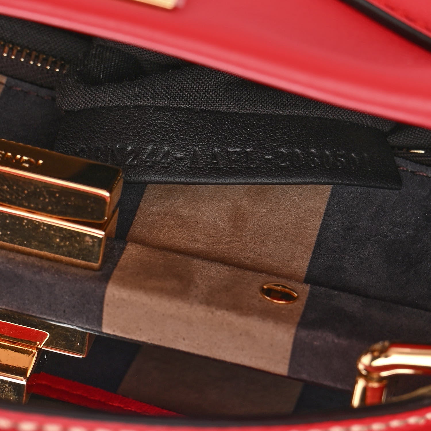 Fendi Vitello Seta Nabuk Pequin Mini Peekaboo Iconic Satchel Rosso Cardinale Tobacco Moro 8 of 11