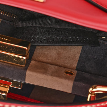 Fendi Vitello Seta Nabuk Pequin Mini Peekaboo Iconic Satchel Rosso Cardinale Tobacco Moro 8 of 11