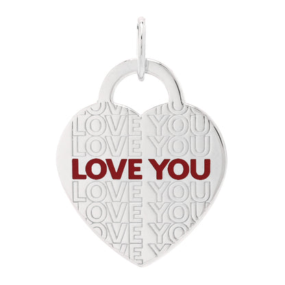 Tiffany Sterling Silver Enamel LOVE YOU Heart Charm Red 1 of 4