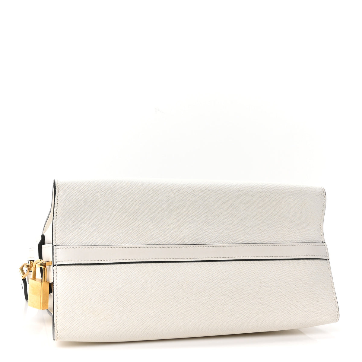 Prada Saffiano City Calfskin Medium Esplanade White Black 4 of 10