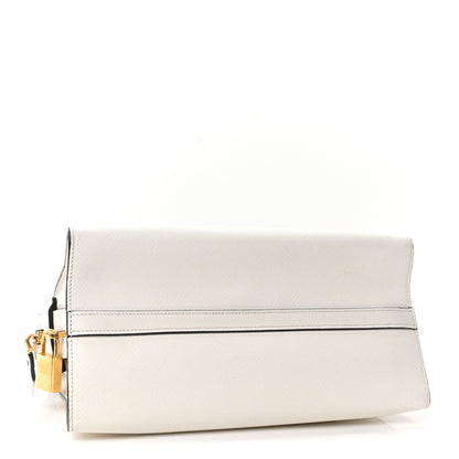 Prada Saffiano City Calfskin Medium Esplanade White Black 4 of 10
